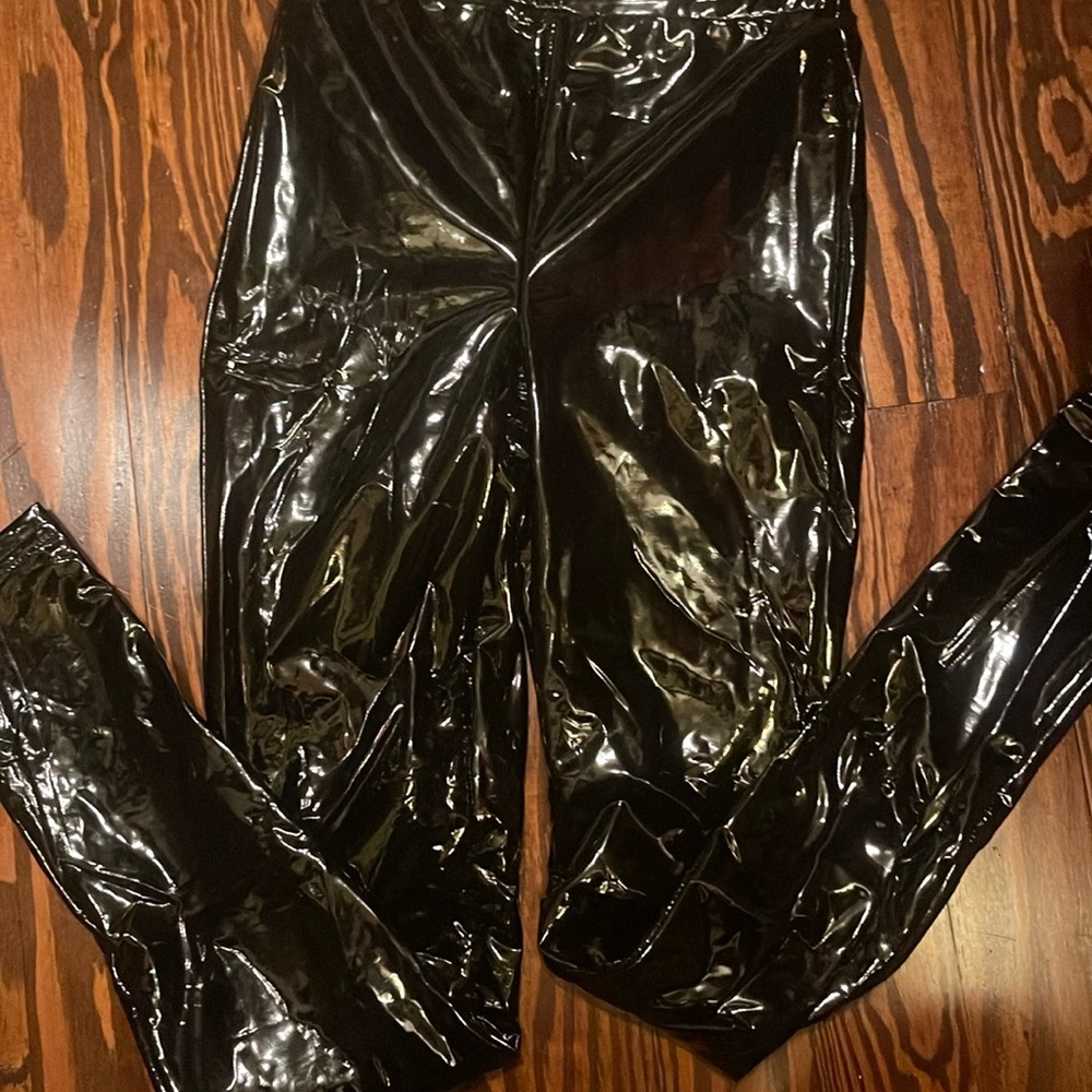 SHEIN black liquid leggings patent faux leather